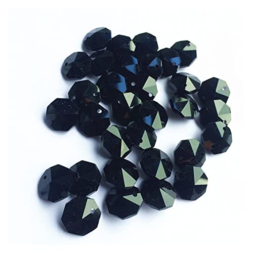 LiFBeauTiFul 100 stücke schwarz Farbe Fantasie 14mm kristall achteck kronleuchter zubehör in Zwei löcher (freie Ringe) DIY Glas Strand Girlande perlen Home von LiFBeauTiFul