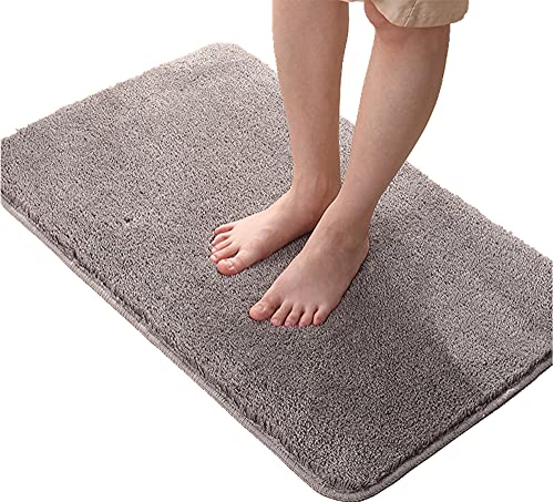 LiGG LiGG Badematte Anti Rutsch Badezimmerteppich Absorbent Badteppich Einfarbige Farbe Badvorleger Badematten Fußmatte (30 x 50 cm, Grau) von LiGG LiGG