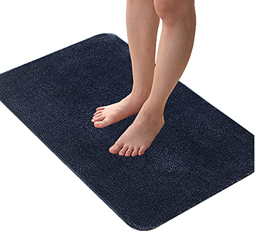 LiGG LiGG Badematte Anti Rutsch Badezimmerteppich Absorbent Badteppich Einfarbige Farbe Badvorleger Badematten Fußmatte (30 x 50 cm, Marineblau) von LiGG LiGG