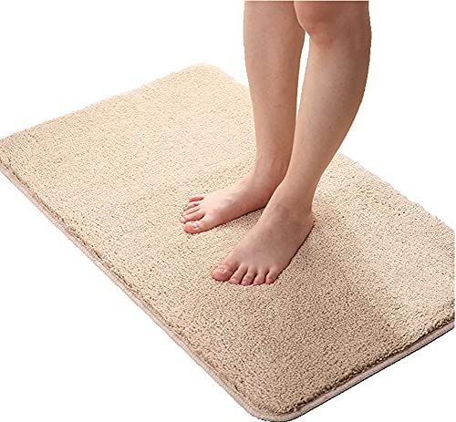 LiGG LiGG Badematte Anti Rutsch Badezimmerteppich Absorbent Badteppich Einfarbige Farbe Badvorleger Badematten Fußmatte (50 x 80 cm, Beige) von LiGG LiGG
