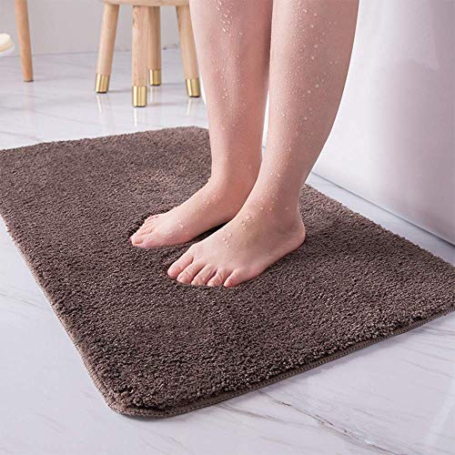 LiGG LiGG Badematte Anti Rutsch Badezimmerteppich Absorbent Badteppich Einfarbige Farbe Badvorleger Badematten Fußmatte (80 x 120 cm, Kaffee) von LiGG LiGG