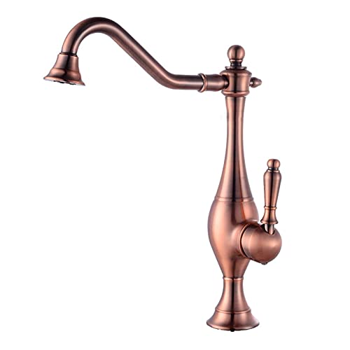 Rote Bronze Küchenarmatur, Retro Rotierender Heiß- Und Kalt Wasserhahn, Waschen Von Gemüse Töpfe Spültischarmatur, Einhand-Einloch-Mischbatterie, Europäische Art Rote Bronze Küchenarmatur, Retro Rotierender Heiß- Und Kalt Wasserhahn, Waschen Von Gemüse Töpfe Spültischarmatur, Einhand-Einloch-Mischbatterie, Europäische Art von LiHFA