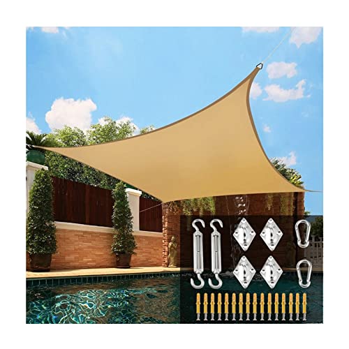 Shade Sail with Hardware Kit 7'X10' 13'X16' Sand Sun Shade Sail Rectangle Canopy UV Block Sunscreen Awning Waterproof Durable for Yard Patio Garden Outdoor Carport LiJJi von LiJJi