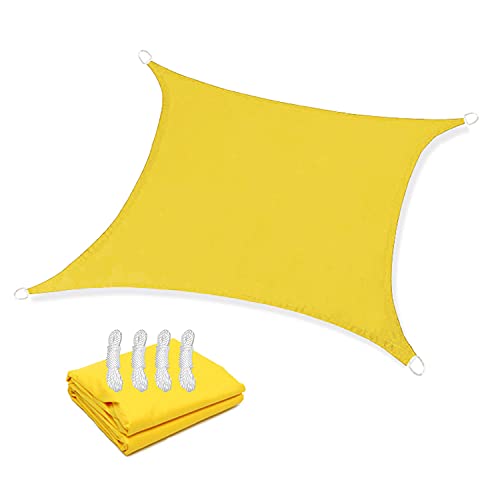 Sun Shade Sail 2 X 2 Meter Square Waterproof Awning Canopy, 98% UV Block PES Shade Cloth for Garden Patio Gazebo Balcony Pergola with Free Ropes, Yellow LiJJi von LiJJi
