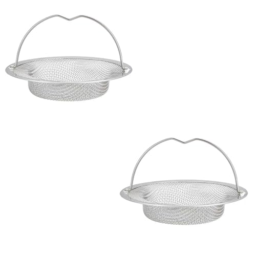 LiJuanWang Abflusssieb,2 Stück Küche Waschbecken Edelstahl,Spüle Sieb für Spülbecken mit Griff,Filter Gemüse Becken,Spülbecken Sieb Verstopfungsschutz,Ideal für Bad und Küche (11 x 7 x 2 cm) von LiJuanWang