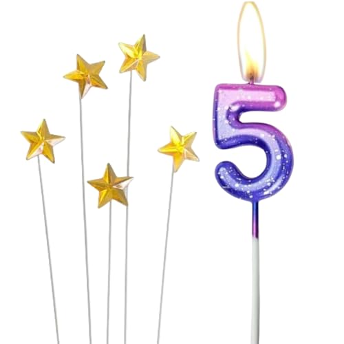 Bunte Zahlenkerzen 5,Geburtstagskerzen Farbverlaufskerzen mit 5 Stück Glitzer Stern Kuchen Topper,Kerzen Kuchen Topper Dekorationen für Jungen Mädchen Geburtstagsfeier Hochzeit Jubiläum Bunte Zahlenkerzen 5,Geburtstagskerzen Farbverlaufskerzen mit 5 Stück Glitzer Stern Kuchen Topper,Kerzen Kuchen Topper Dekorationen für Jungen Mädchen Geburtstagsfeier Hochzeit Jubiläum von LiJuanWang