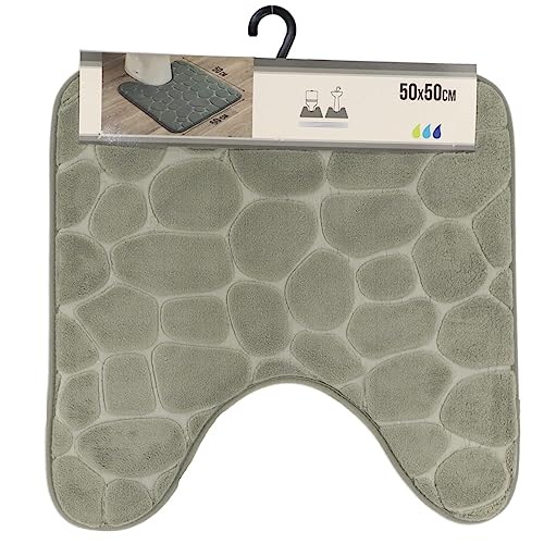 LiKeKa® WC-Vorleger mit Ausschnitt, Weicher Badezimmerteppich rutschfest& Maschinenwaschbar, Badteppich mit Memory Foam&Mikrofaser aus Polyester, Badvorleger 50x50 cm für die Toilette (Khaki) von LiKeKa