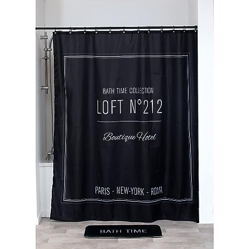 LiKeKa Duschvorhang 180x200 cm für Badewanne und Dusche im Badezimmer, Badvorhang Anti-Schimmel und Wasserdicht aus Stoff 100% Polyester, Waschbar, Inklusive Duschvorhangringe (Loft) von LiKeKa