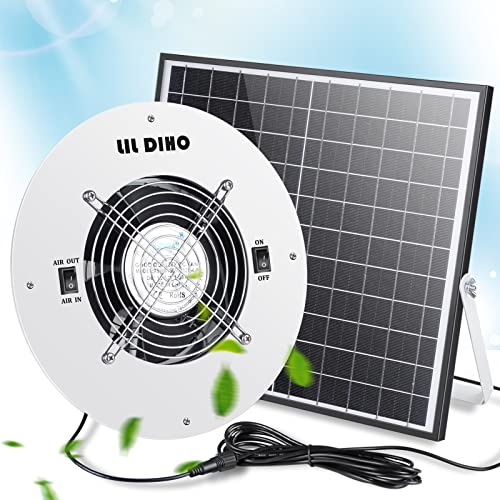 LilDiho Solar Dachbodenventilator Solar Abluftventilator mit 25W Solarpanel + Hochgeschwindigkeits-Abluftventilator Ausgestattet mit Abluft- und Ansaugfunktion für Dachboden, Schuppen, Hühnerhaus, von LiL DiHo