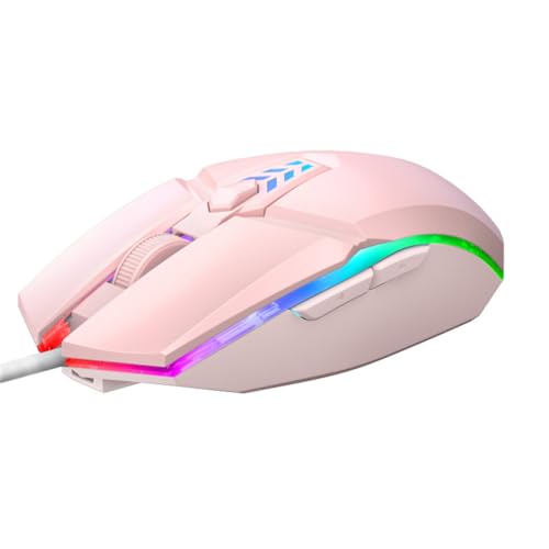 LiLiTok Kabel Gaming-Mäuse 1600 DPI Optische 6-Tasten-USB-Maus mit RGB-Backlight Stumme Mäuse für PC Laptop Computer Gamer Mäuse (Rosa) von LiLiTok