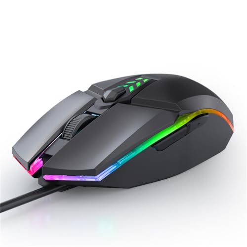 LiLiTok Kabel Gaming-Mäuse 1600 DPI Optische 6-Tasten-USB-Maus mit RGB-Backlight Stumme Mäuse für PC Laptop Computer Gamer Mäuse (Schwarz) von LiLiTok