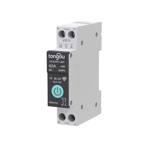 TUYA WiFi Smart Switch Circuit Breaker 1P 6A 10A 16A 20A 25A 32A 40A 50A 63A Smart Home Wireless Remote Control Smart WiFi Switch Schutzschalter (63A With Metering) von LiLiTok