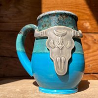 Longhorn Keramik Becher | Handgefertigte Keramiktasse Western Rustikale Kaffeetasse Natur-Tasse Draußen Tasse Longhorn Keramik Becher | Handgefertigte Keramiktasse Western Rustikale Kaffeetasse Natur-Tasse Draußen Tasse von LiLoPottery