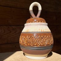 Rustikale Keramik Deckeldose | Rustikales Handgemachtes Deckelglas Handgefertigte Western Dekor Westliche von LiLoPottery