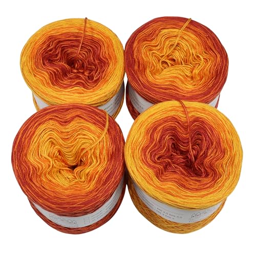 Bobbel Farbverlaufsgarn Cupcakes - Orangensorbet Cupcakes Gesamt 280g 3Fädig 4X 350m Wolle bobbel Colour Gradient Märchengarne von LiLu´s Märchengarne