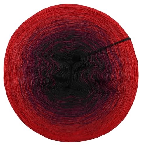 Farbverlaufsgarn Hexenglut 4 oder 3 Fach Bobbel Wolle häkeln stricken strickgarn (Hexenglut - Burgund außen, 4Fach - 400g/1520m) von LiLu´s Märchengarne