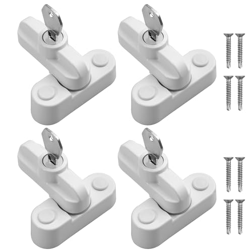 Kamtop Fensterschlösser Fenstersicherung 4x Fenster Türbegrenzer Sash Jammer Fenstersicherheitsschlösser UPVC Türflügel-Störsender Sicherheitsbeschränkungsschloss für UPVC Tür Fenster Weiß von Kamtop
