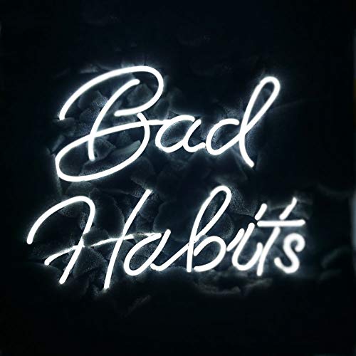 LiQi TM Bad Habits Neon Schild (35,6 x 29,5 cm groß) Echtglas Acryl Scheibe handgefertigt für Zuhause, Schlafzimmer, Pub, Hotel, Strand, Freizeit-Spielzimmer Dekor von LiQi