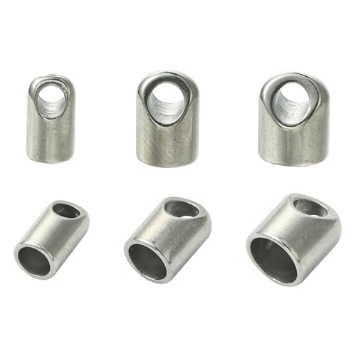 LiQunSweet 15 Stück 3 Stile Edelstahl Kordelendspitzen Rohr Leder Terminators Edelstahl Endkappen Verschlüsse für Schmuckherstellung DIY Handwerk von LiQunSweet