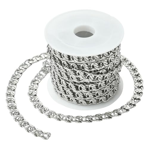 LiQunSweet 2,5 m lange Panzerketten aus 304 Edelstahl mit Spule, Edelstahl-Halskettenketten für Schmuckherstellung, DIY, Halsketten, Armbänder, Bastelbedarf von LiQunSweet