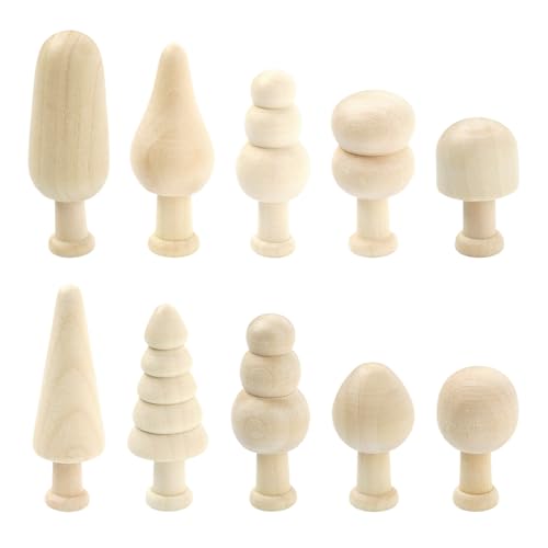 LiQunSweet 20 Stück 10 Stile unlackierte Pilzförmige Holzausschnitte Ornament blanko Holzdisplay für DIY Malerei Kunst Handwerk Home Party Verzierungen von LiQunSweet