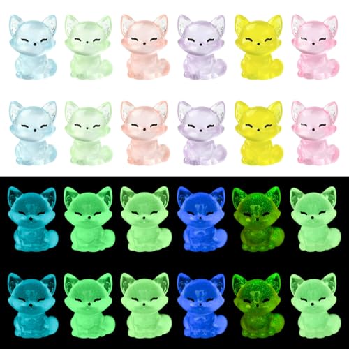 LiQunSweet 30 Stück leuchtende Fuchs-Harz-Ornamente, Cabochons, schöne 3D-Tiere, kein Loch, Perlen, Display für DIY-Schmuck, Verzierung, Handwerk, Zuhause, Schreibtischdekoration, Zubehör von LiQunSweet