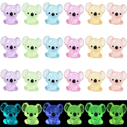 LiQunSweet 30 Stück leuchtende Koala-Harz-Ornamente, Cabochons, schöne 3D-Tiere, kein Loch, Perlen, Display für DIY-Schmuck, Verzierung, Handwerk, Zuhause, Schreibtischdekoration, Zubehör von LiQunSweet