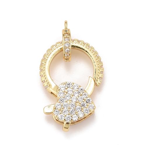 LiQunSweet Karabinerverschlüsse aus Messing, goldfarben, mit Zirkonia, Karabinerhaken mit Aufhänger, 5 Stück LiQunSweet Karabinerverschlüsse aus Messing, goldfarben, mit Zirkonia, Karabinerhaken mit Aufhänger, 5 Stück von LiQunSweet