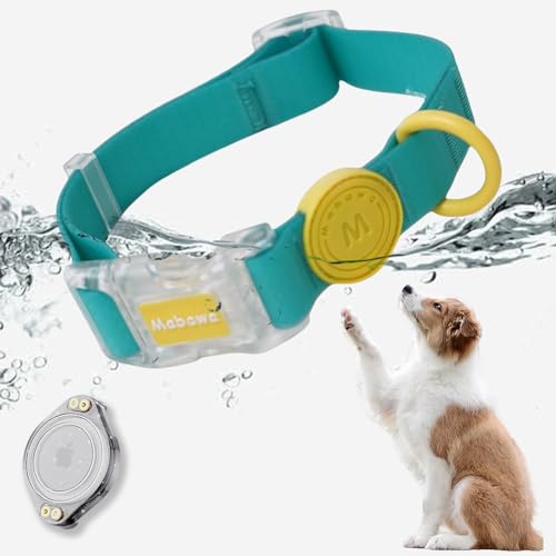 LiRui.R Airtag Wasserdichtes Hundehalsband Wasserdichtes AirTag Halter Leichtes Haltbares Haustier Tracking Halsband für Hunde und Katzen(Grün,L) von LiRui.R