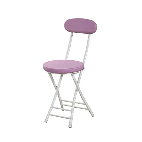 LiRuiPengBJ Klappstuhl 2er-Pack Klappstuhl, Barhocker mit Rückenlehne, Faltbar Tragbarer Kleiner Runder Hocker für Zu Hause, Küche, Patio, Garten Küchenstuhl (Color : Purple) von LiRuiPengBJ