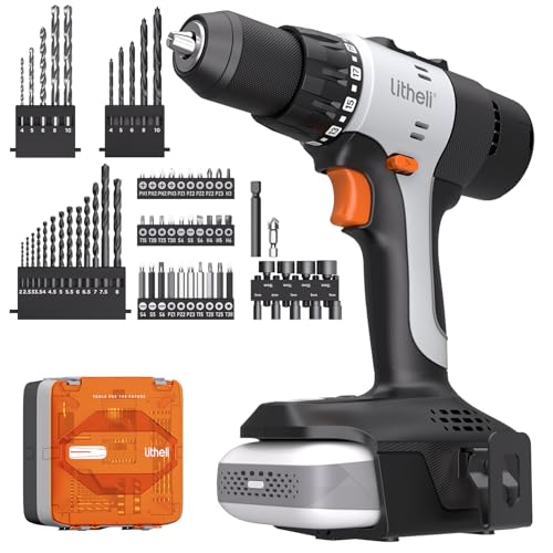 Litheli 20V Akku Bohrschrauber Set 64-teiliges Bohrer-Set mit 10000mAh Akku, 21+1 Akkubohrer 50Nm Drehmoment Max,2-Gang, LED-Licht für Reparatur & DIY Litheli 20V Akku Bohrschrauber Set 64-teiliges Bohrer-Set mit 10000mAh Akku, 21+1 Akkubohrer 50Nm Drehmoment Max,2-Gang, LED-Licht für Reparatur & DIY von LiTHELi