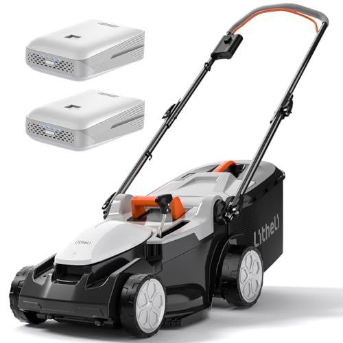 Litheli Akku Rasenmäher 33cm, Rasenmäher Elektro, 30L Fangkorb, 25-65 mm Schnitthöhe, Rasenmäher Elektro inkl. 2X 20V 4,0 Ah Akku von LiTHELi