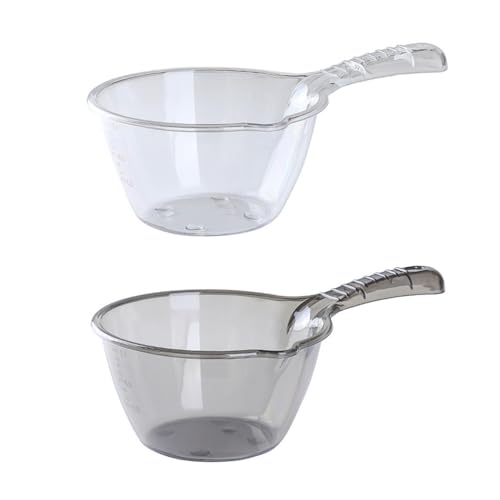 2 Stück klare Wasserschöpfkelle mit kurzem Griff, transparente Duschkelle, Wasserlöffel für Badezimmer, Küche, Bewässerung der Blumen von LiTaiJingNice