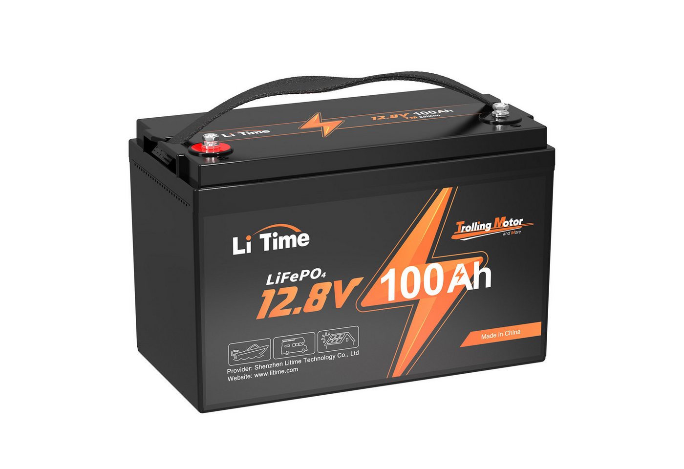 LiTime LiTime 12V 100Ah TM LiFePO4 Tiefzyklus Batterie mit BMS Solarakkus, Geeignet für Trolling-Motoren mit 30-70 lb Schubkraft von LiTime