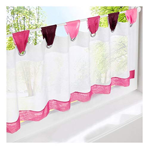 LiYa 1 Stück Bistrogardine Bunt Kleine Kaffee Scheibengardine Voile Transparent Vorhang (HxB 45x120cm, Pink) von LiYa