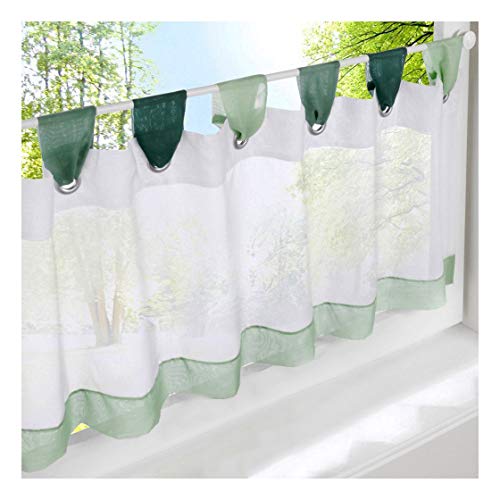LiYa 1 Stück Bistrogardine Bunt Kleine Kaffee Scheibengardine Voile Transparent Vorhang (HxB 45x140cm, Grün) von LiYa