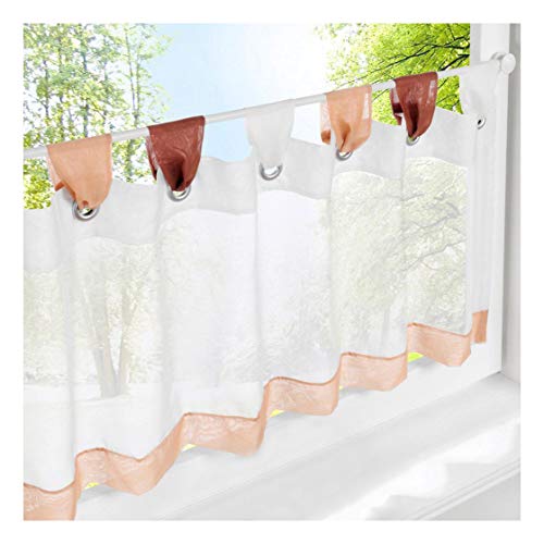 LiYa 1 Stück Bistrogardine Bunt Kleine Kaffee Scheibengardine Voile Transparent Vorhang (HxB 60x180cm, Kaffeebraun) von LiYa