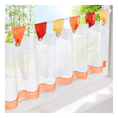 LiYa 1 Stück Bistrogardine Bunt Kleine Kaffee Scheibengardine Voile Transparent Vorhang (HxB 60x180cm, Orange) von LiYa