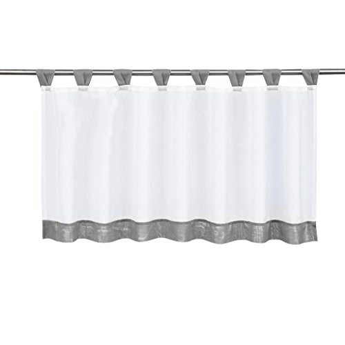 LiYa 1 Stück Bistrogardine Schlaufen Scheibengardine für Küchen Voile Transparent Vorhang (HxB 45x90cm, Grau) von LiYa