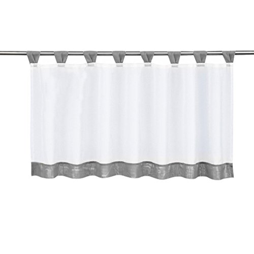LiYa 1 Stück Bistrogardine Schlaufen Scheibengardine für Küchen Voile Transparent Vorhang (HxB 60x120cm, Grau) von LiYa