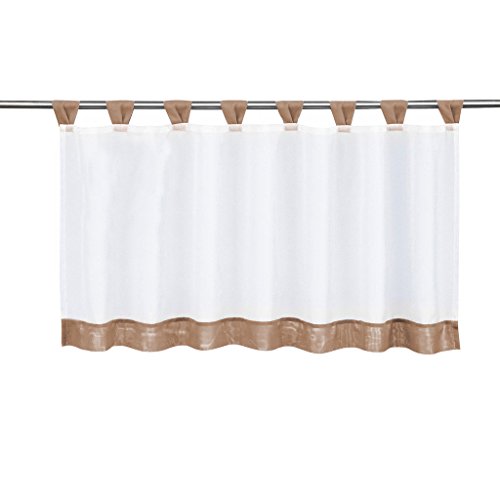 LiYa 1 Stück Bistrogardine Schlaufen Scheibengardine für Küchen Voile Transparent Vorhang (HxB 60x145cm, Braun) von LiYa