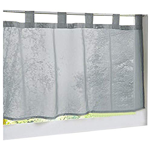 LiYa 1 Stück Bistrogardine mit Schlaufen Voile Transparent Scheibengardine für Küchen Vorhang (HxB 60x145cm, Grau) von LiYa