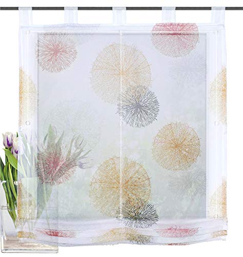 1 Stück Raffrollo mit Feuerwerk Muster Floral Design Raffgardine Voile Transparent Vorhang (BxH 60x140cm, Orange) von LiYa