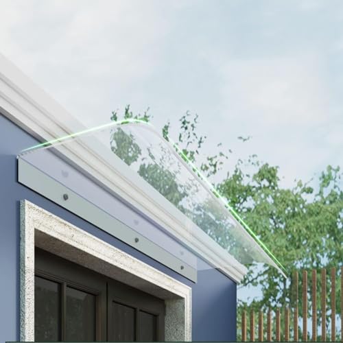 Unsichtbare Markise für die Vordertür, einfach zu montierende Fenster-Regenschutzabdeckung, bruchsichere UV-Schutz-Polycarbonat-Abdeckung für den Fenstergarten, Veranda-Markise (40 x 250 cm/ von LiYaHead