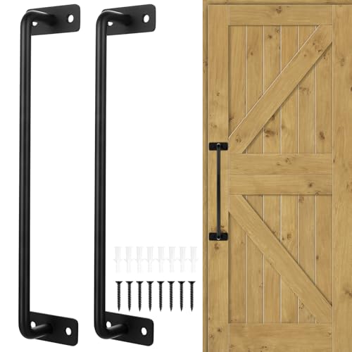 LiYiJiKeJi 2 Stk Schiebetür Griffe, Türgriffe Schwarz, Schiebetürgriffe Türklinke, Scheunentor Griffe für Schranktürgriffe Garagen Schränke Badezimmer Gartentorgriffe Türgriff Schwarz (280mm) von LiYiJiKeJi
