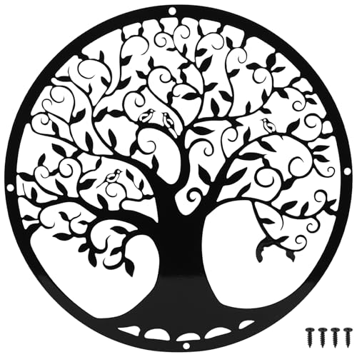 LiYiJiKeJi Metall Wanddeko Schwarze Baum Deko Wanddekoration, Metall Wand Deko Baum, Minimalistische Wandkunst Schwarze für Schlafzimmer Wohnzimmer Esszimmer Hängende Deko(Baum) von LiYiJiKeJi