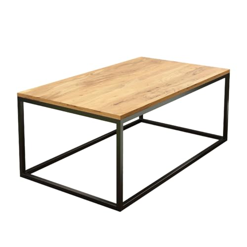 Liadomo Couchtisch Granada, Tischplatte Akazie Natur massiv, rechteckig, Metallgestell schwarz pulverbeschichtet, komplett montiert von Liadomo