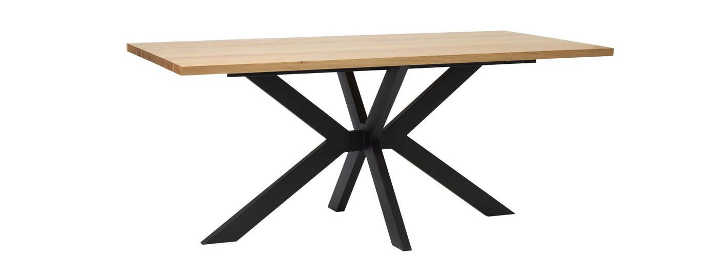 Liadomo Esstisch Umag (Tischplatte mit Fuß), Natürliche Eichenfurnier-Maserung & Extravagantes Design-Gestell von Liadomo