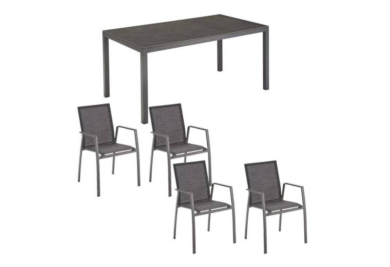 Liadomo Garten-Essgruppe Scalea/Pellaro, (Spar-Set, 5-tlg., 1 Tisch / 4 Stühle, Alu pulverbeschichtet), Aluminium anthrazit, Tischplatte Keramik von Liadomo