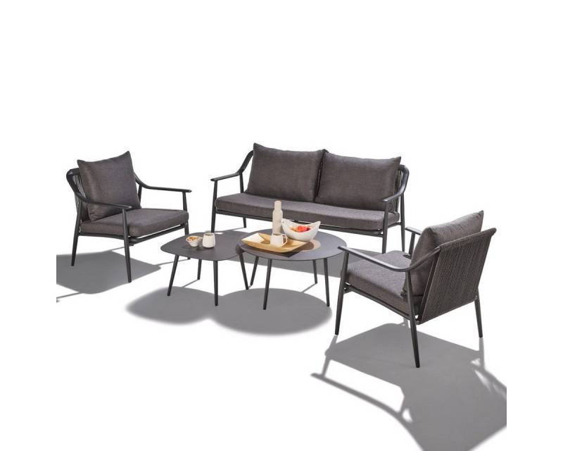 Liadomo Gartenlounge-Set Tavenna, (Loungeset für 4 Personen, 5-tlg., Sofa, 2 Sessel und 2 Tische), mit Rope-Bespannung und wetterfesten Polstern von Liadomo